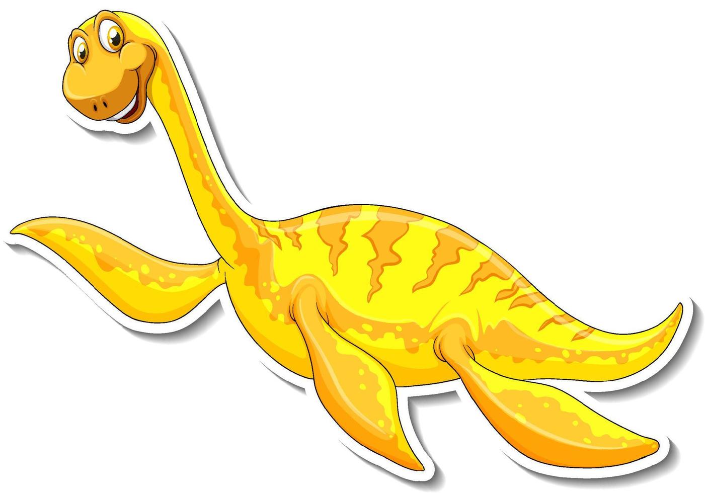 etiqueta engomada del personaje de dibujos animados del dinosaurio elasmosaurus vector