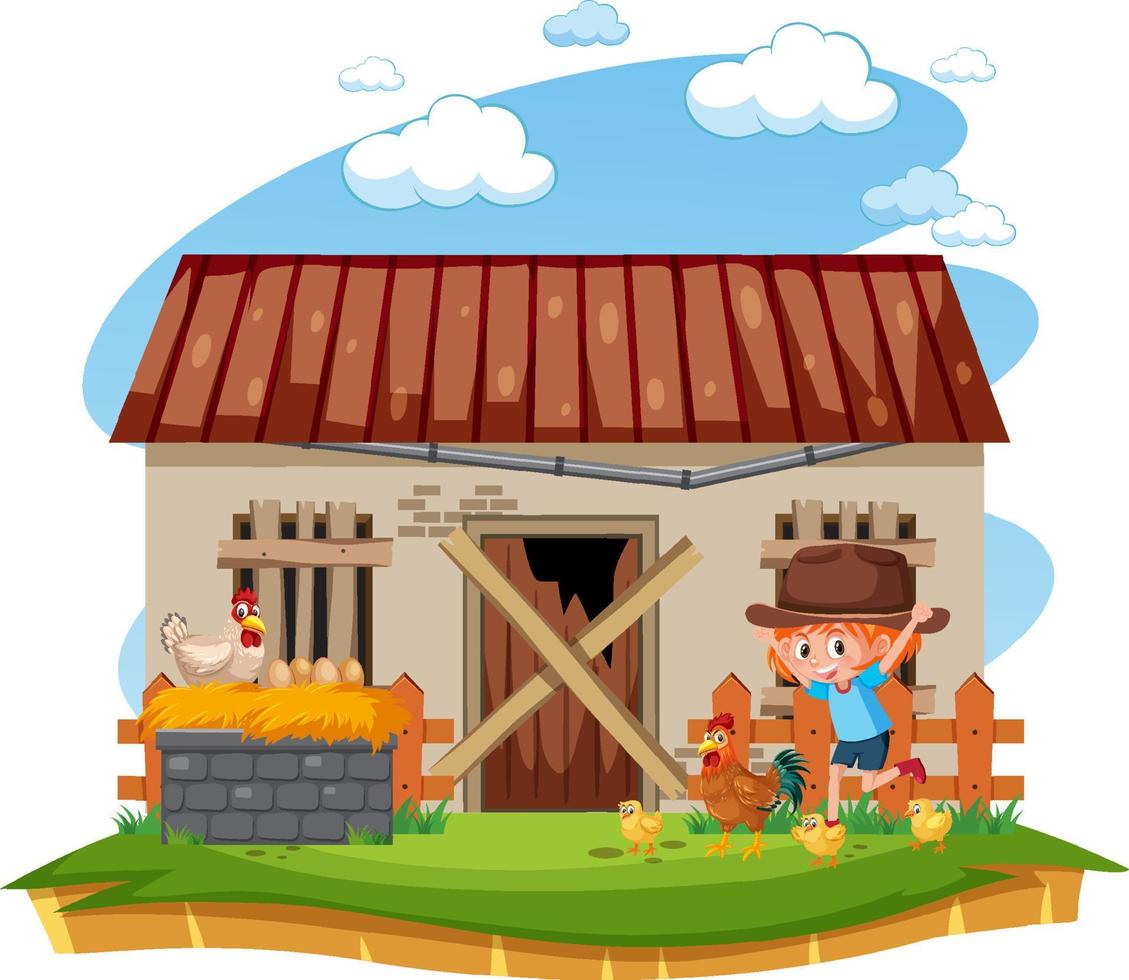 Farmer at the rural old farm house vector