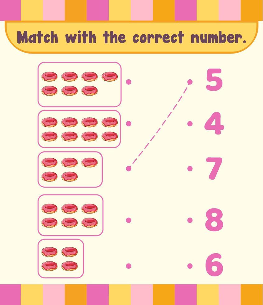 Count and match numbers math worksheet template vector