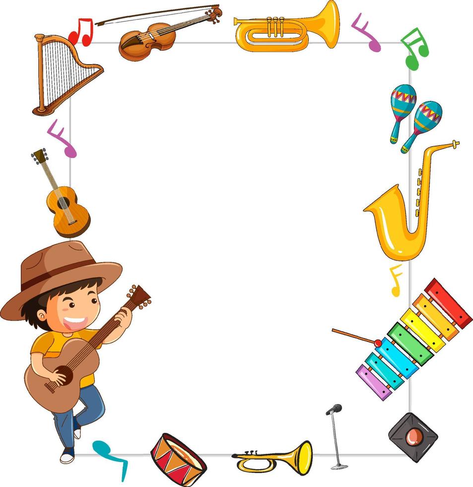 Empty board with musical instruments vector