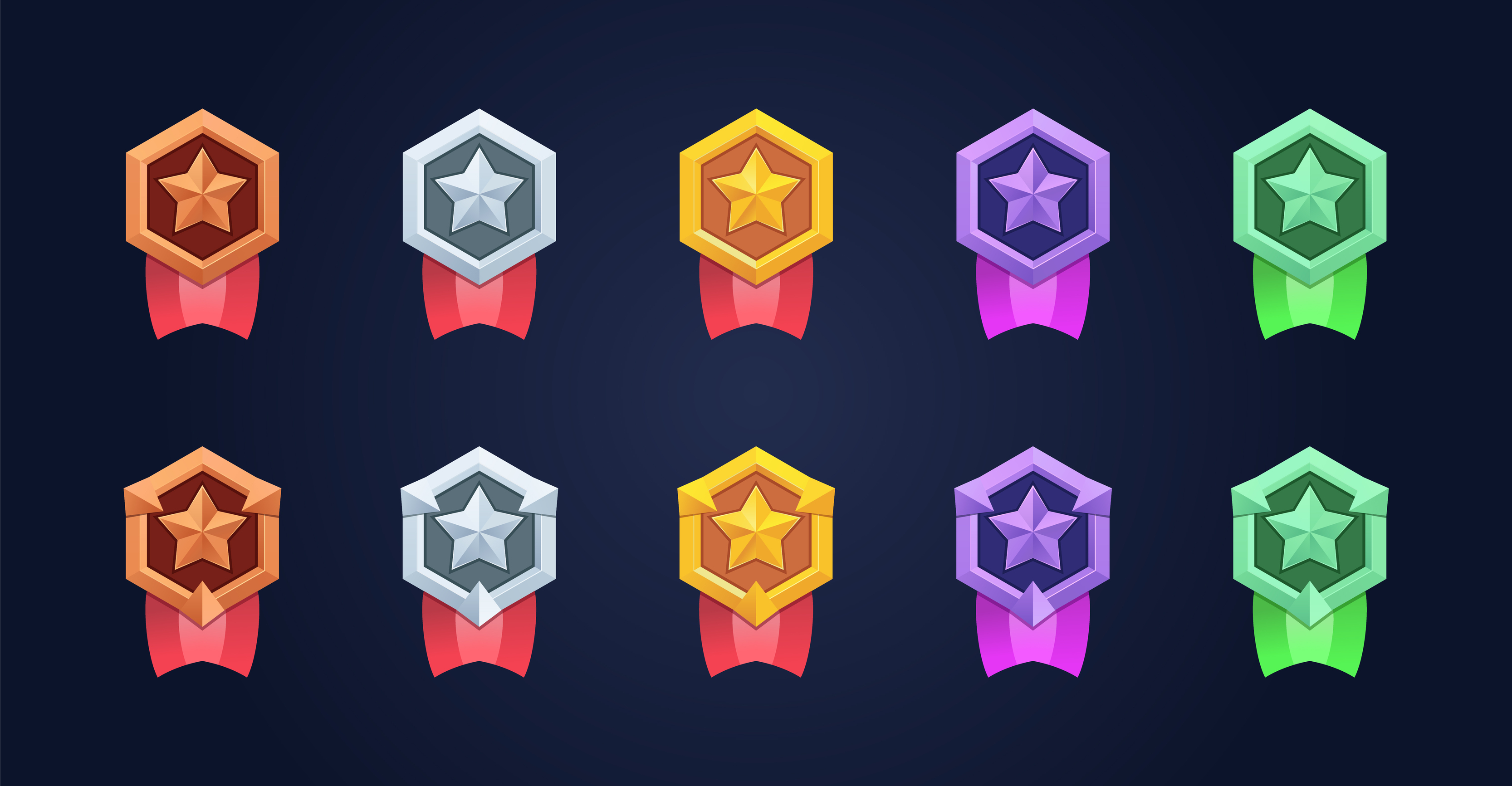 Patent badges collection. High quality illustrations. Perfect for games