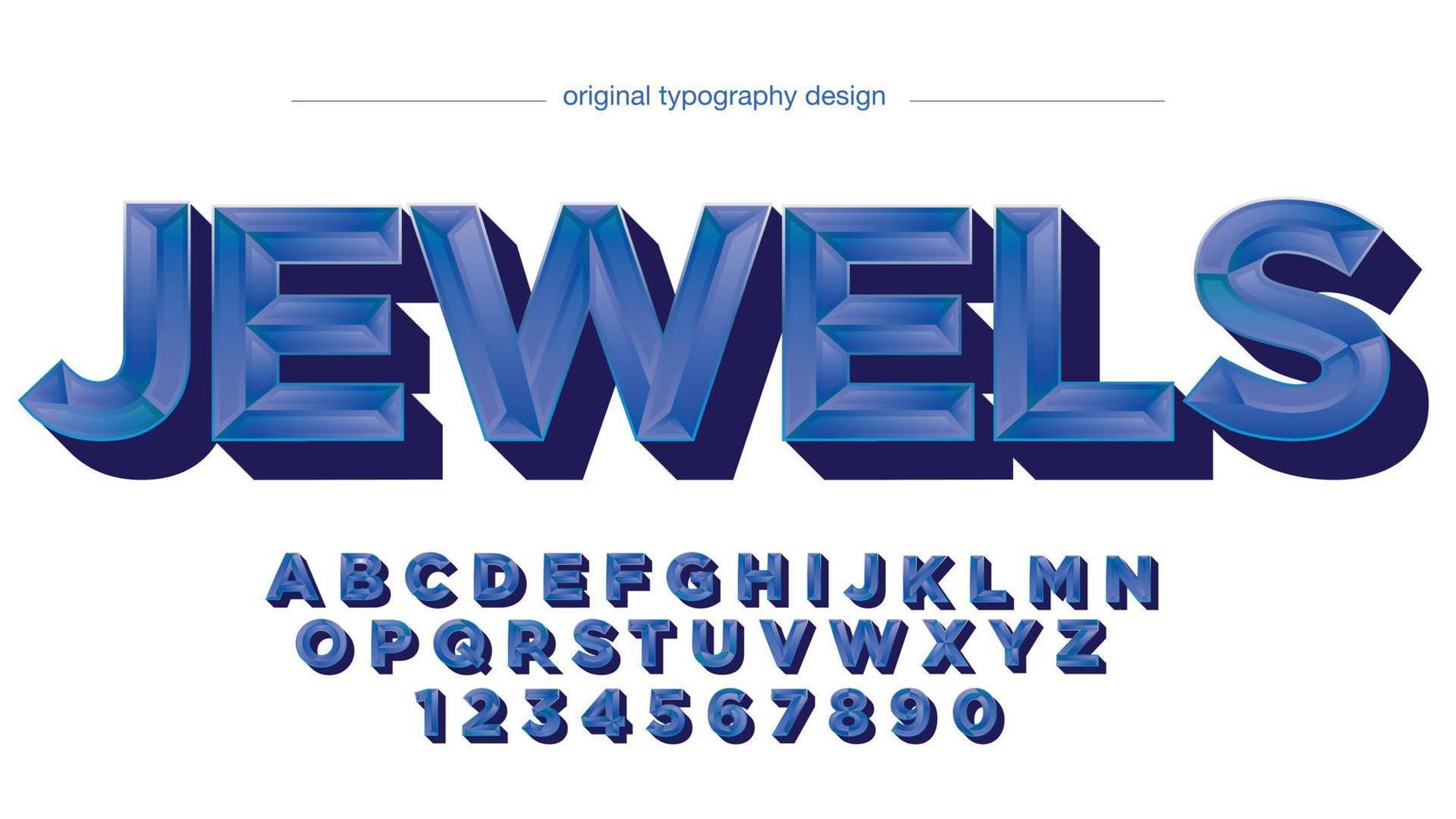 Blue metallic bevel 3d luxury typography vector