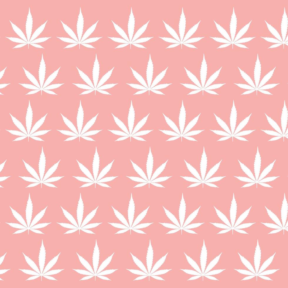 pretty cute girly pattern of weed marijuana retro vintage stylish pink background vector