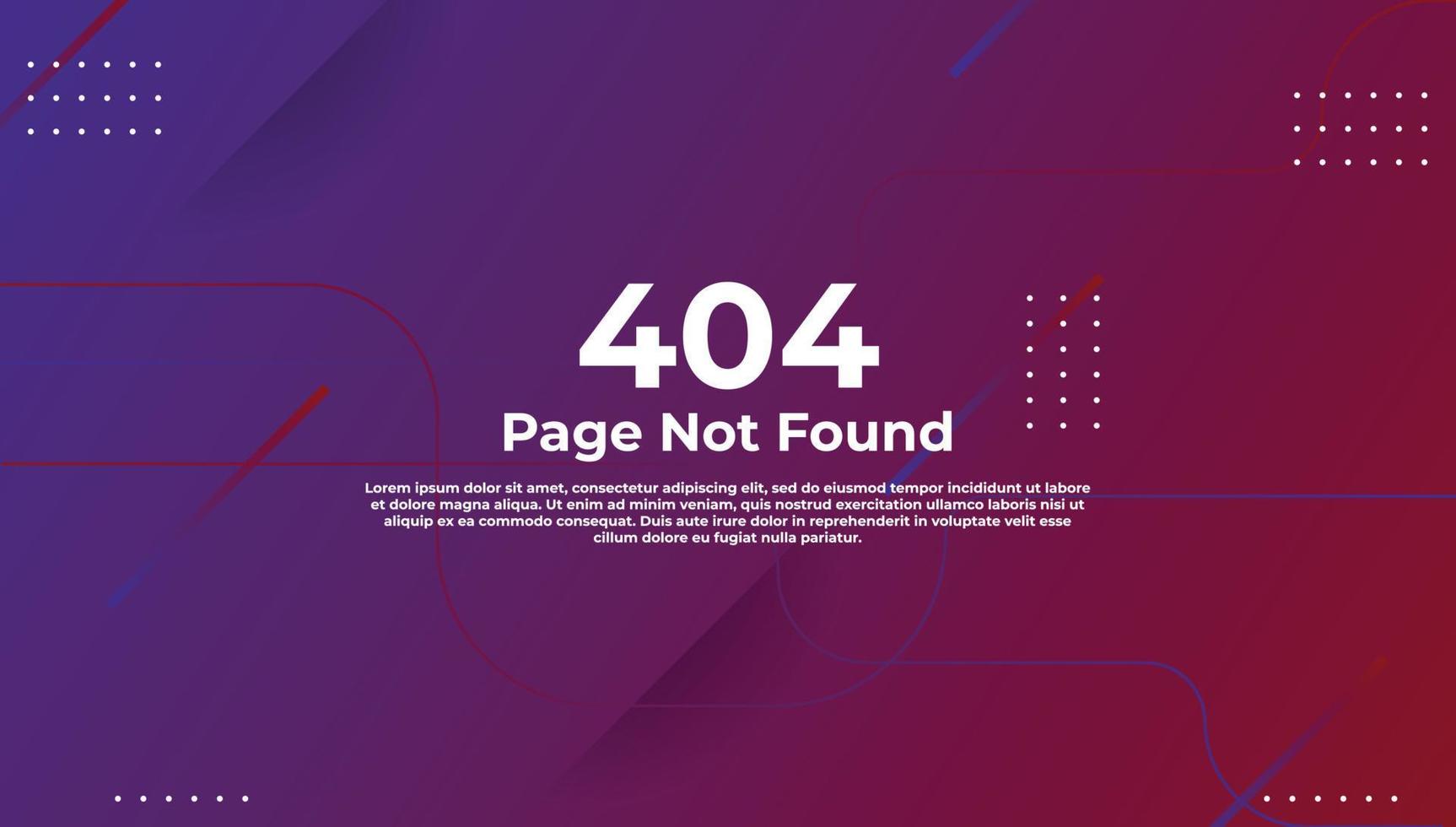 background design Error 404, page not found text. Cute gradient template, banner or website page vector