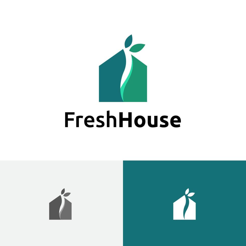 Fresh Green Leaf House Real Estate Realty Logo vector