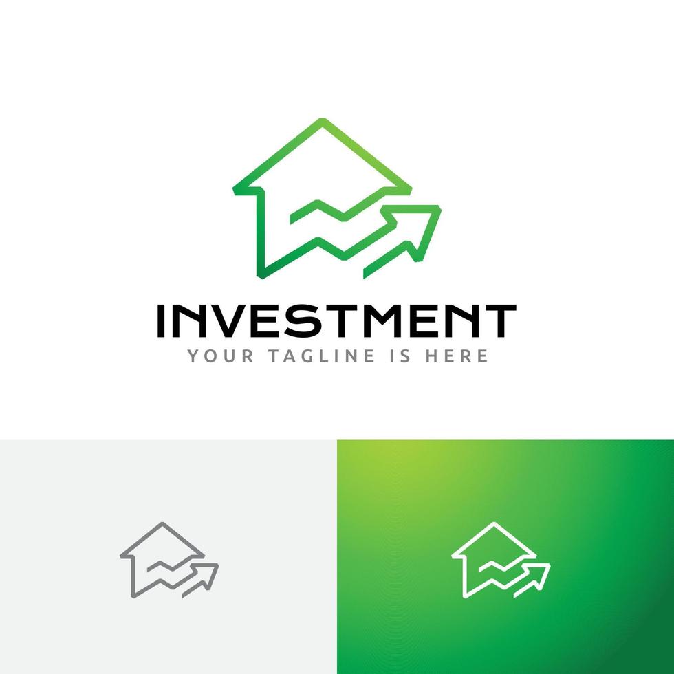 casa bienes raíces inversión inmobiliaria flecha arriba línea logo vector