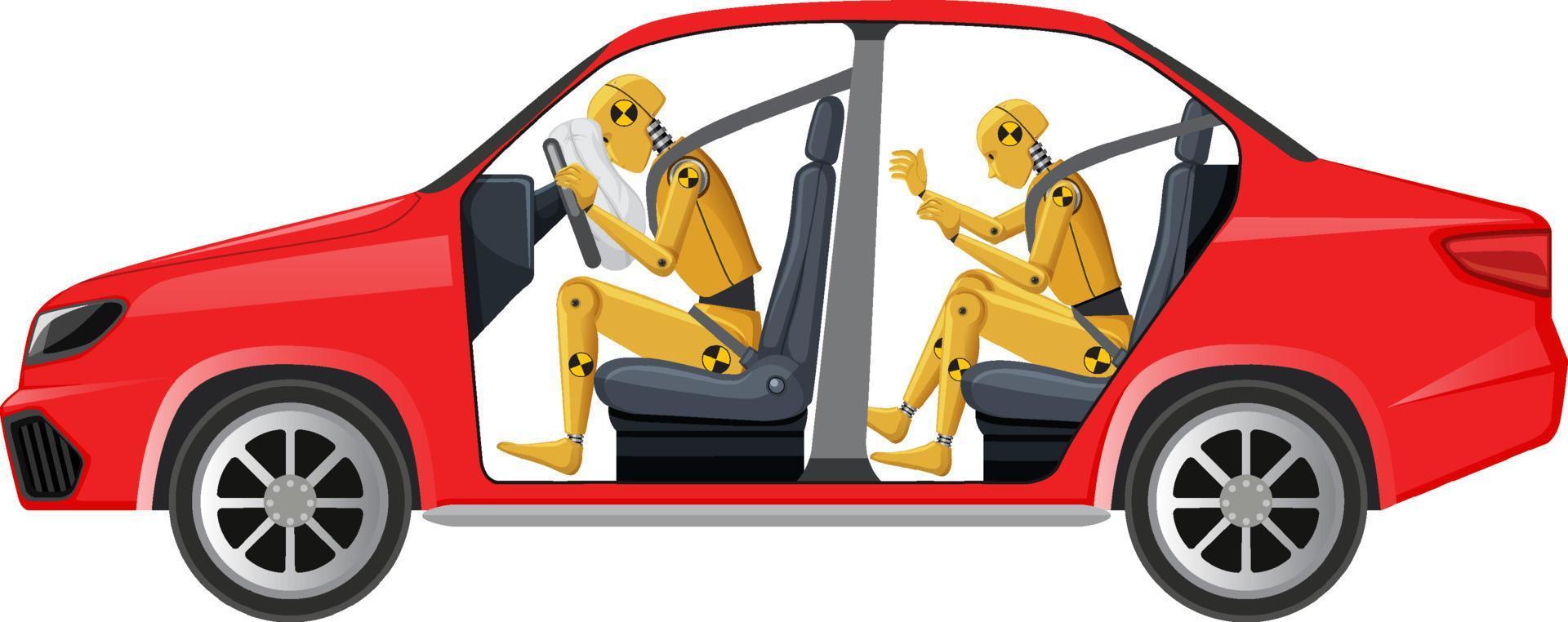 Crash test dummy in a car vector