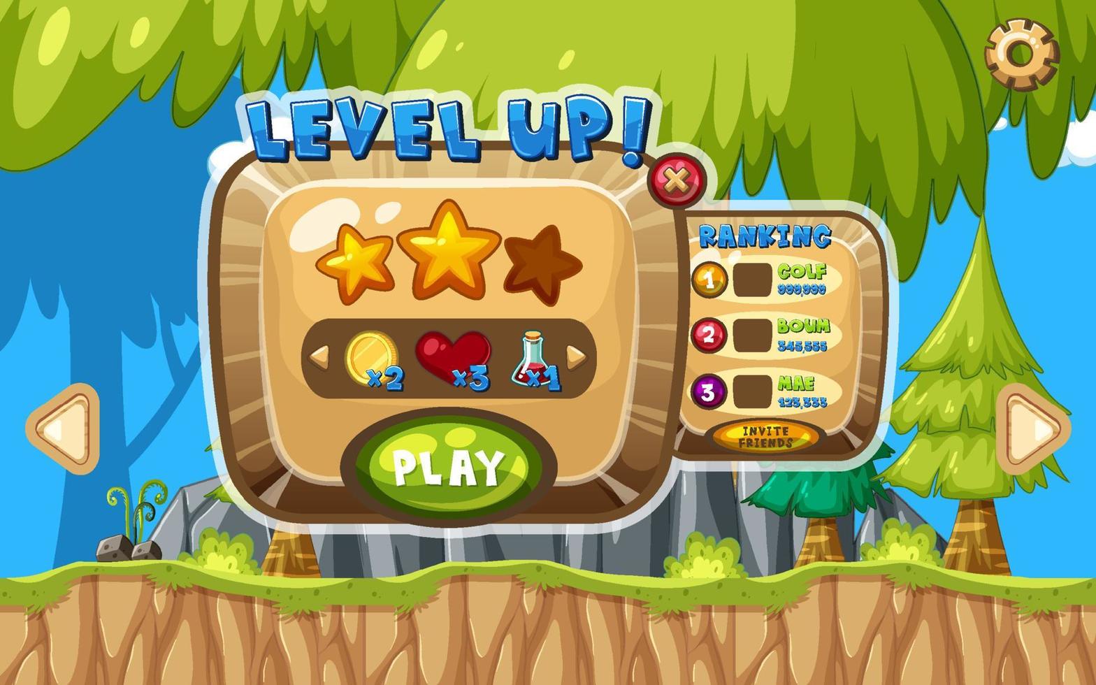 Platform game user interface design vector