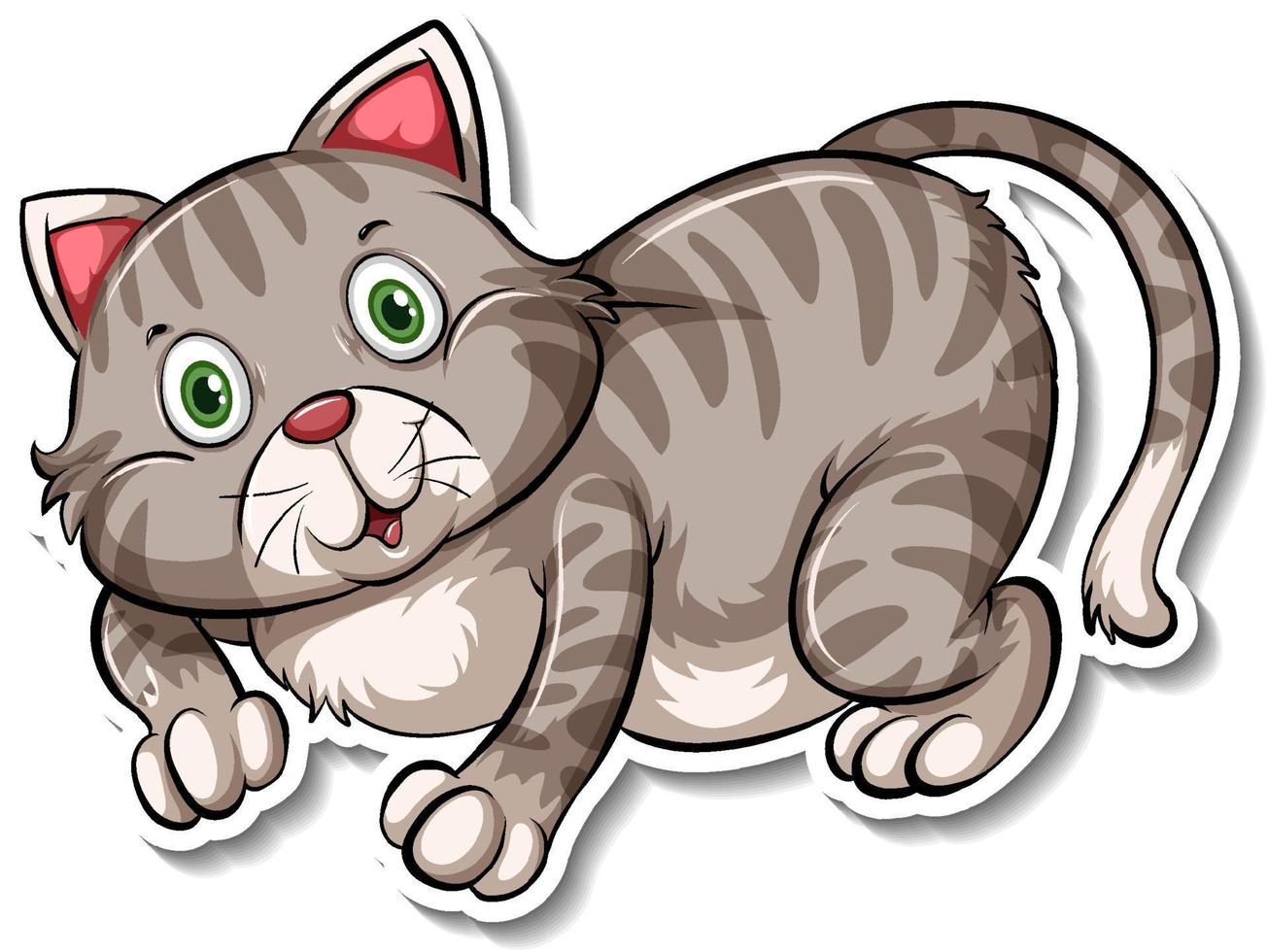 una plantilla de pegatina de personaje de dibujos animados de gato vector