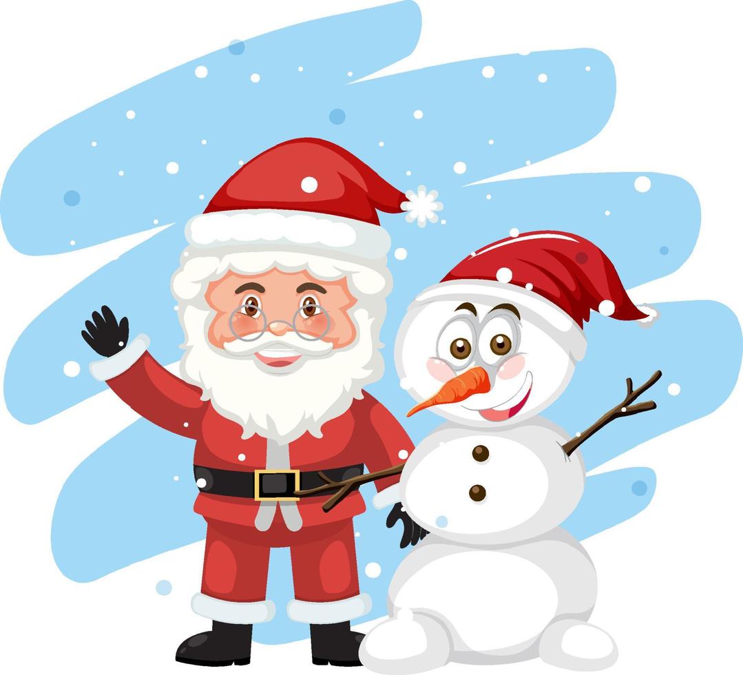 Santa Claus and Snowman cartoon character vector