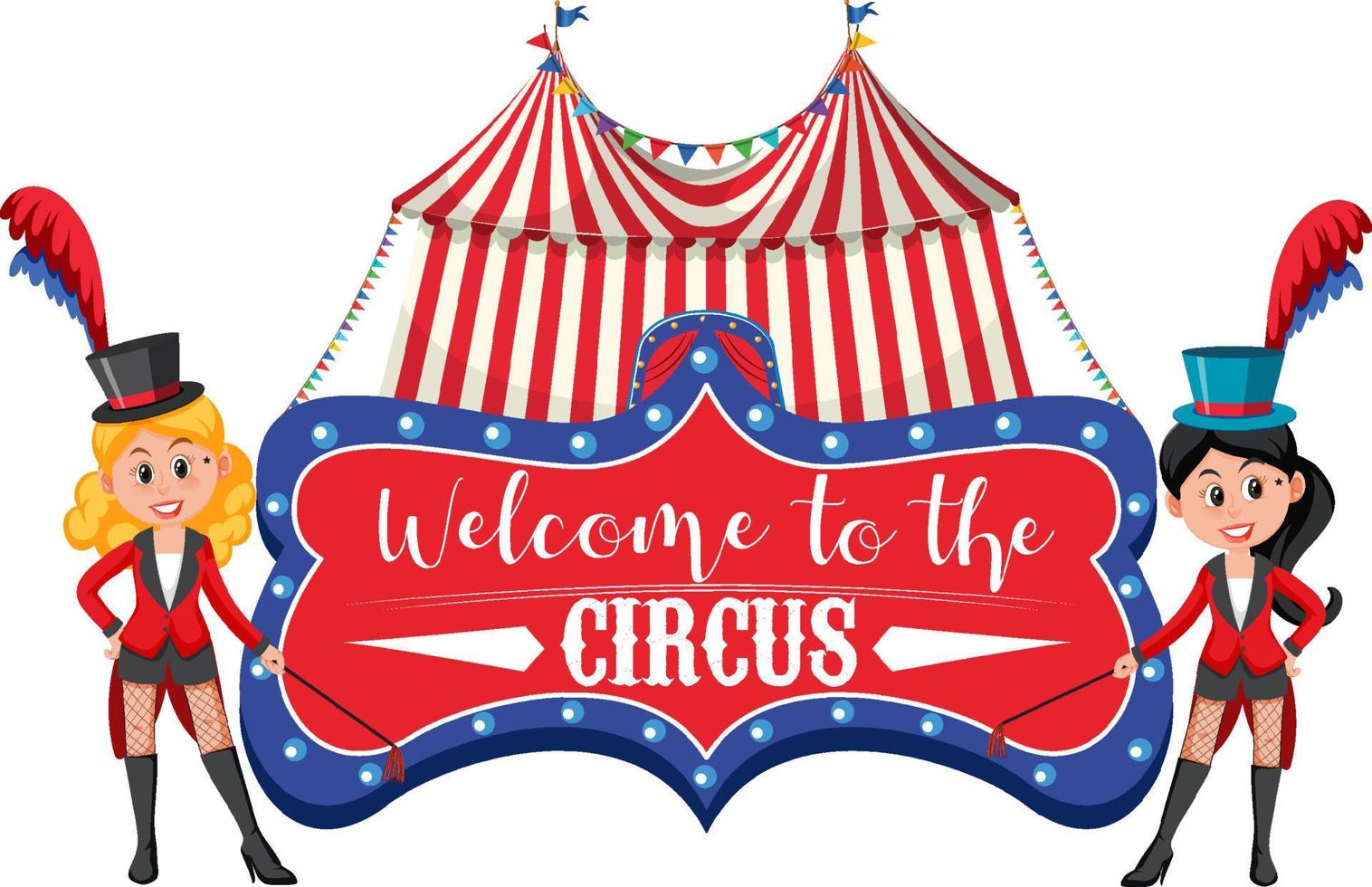 Welcome to the circus banner with magician cartoon character vector