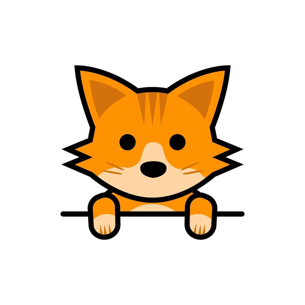 Cute Cat or Kitty Cartoon Illustration. Animal seeking Wildlife Icon Vector Design Concept Isolated. Flat Face Style