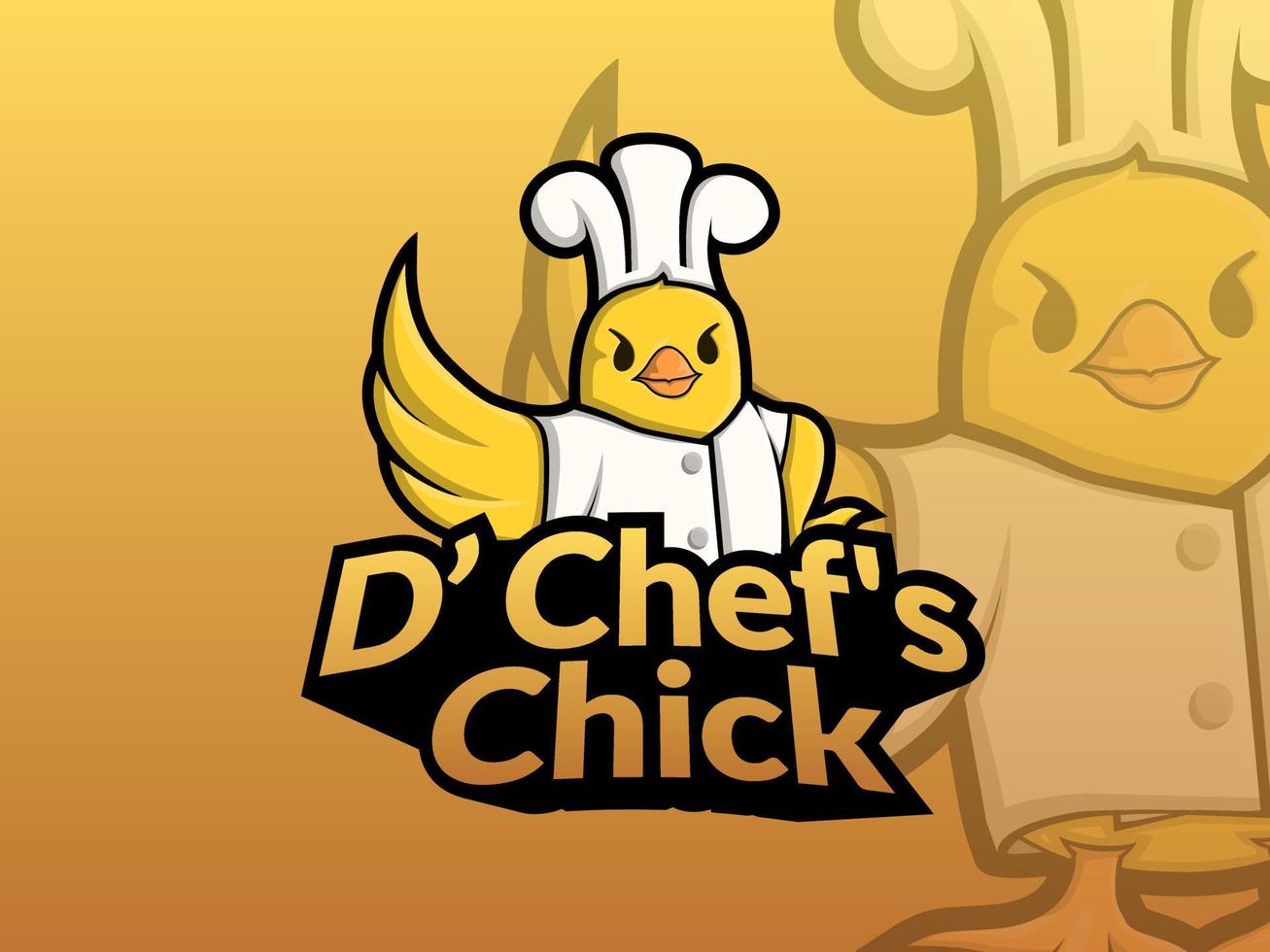 A cartoon chef chicks mascot character with one wing spread. mascot for restaurant vector
