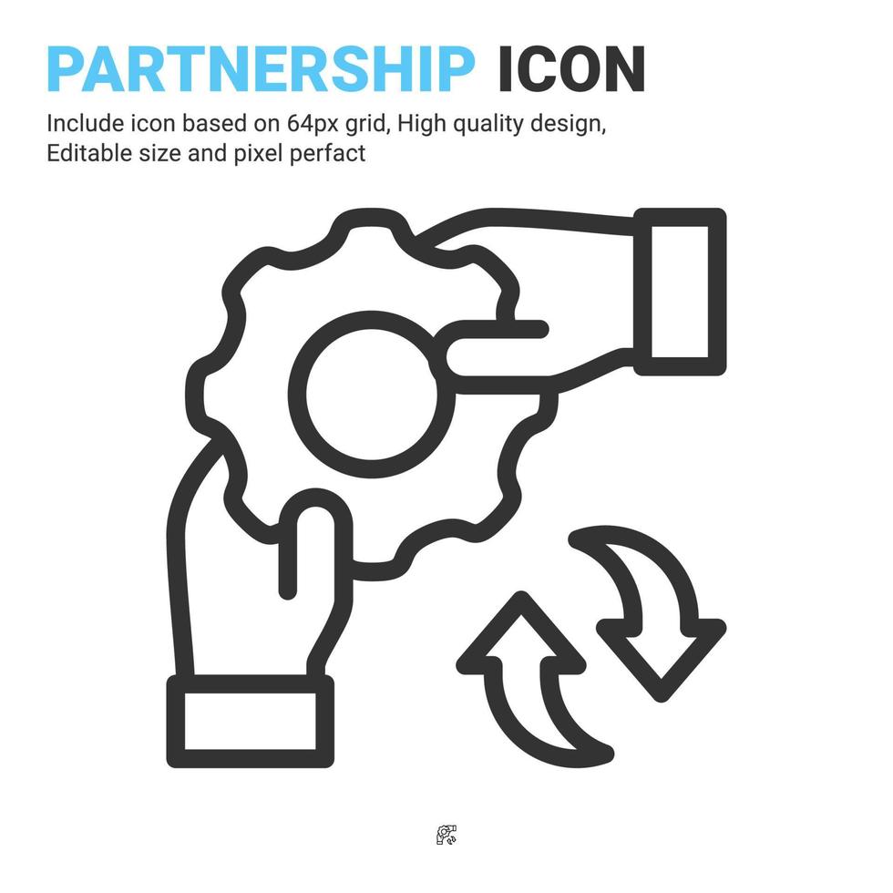 Partnership icon vector with outline style isolated on white background. Vector illustration teamwork sign symbol icon concept for digital business, finance, industry, company, apps and project