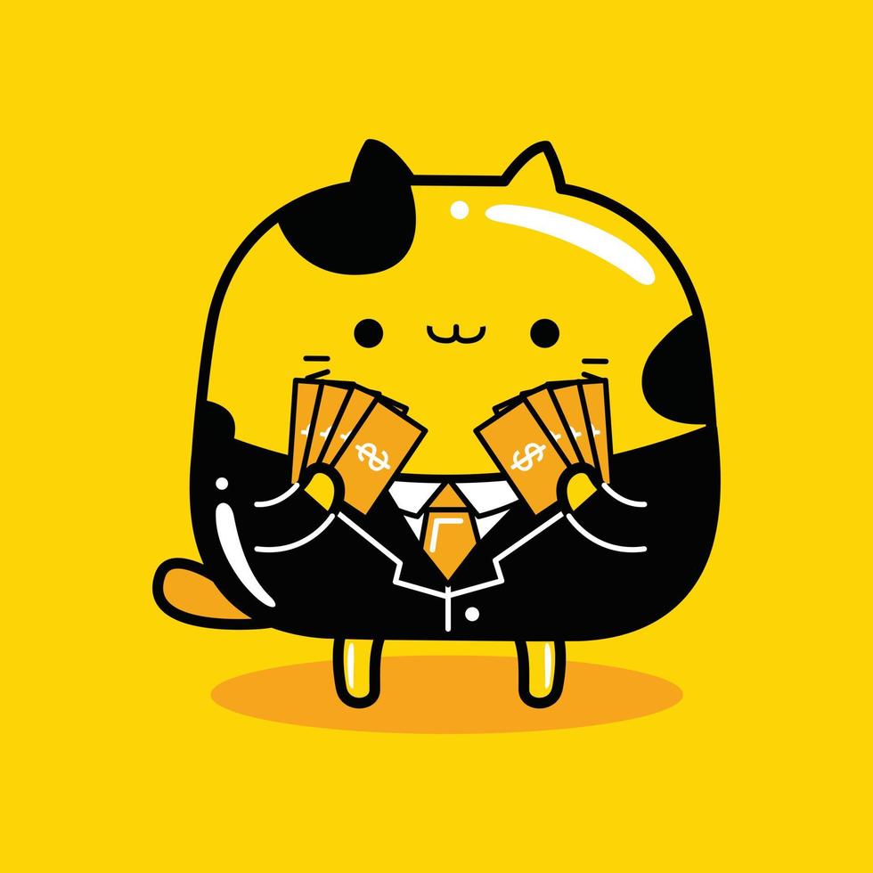 lindo gato personaje banquero profesión vector