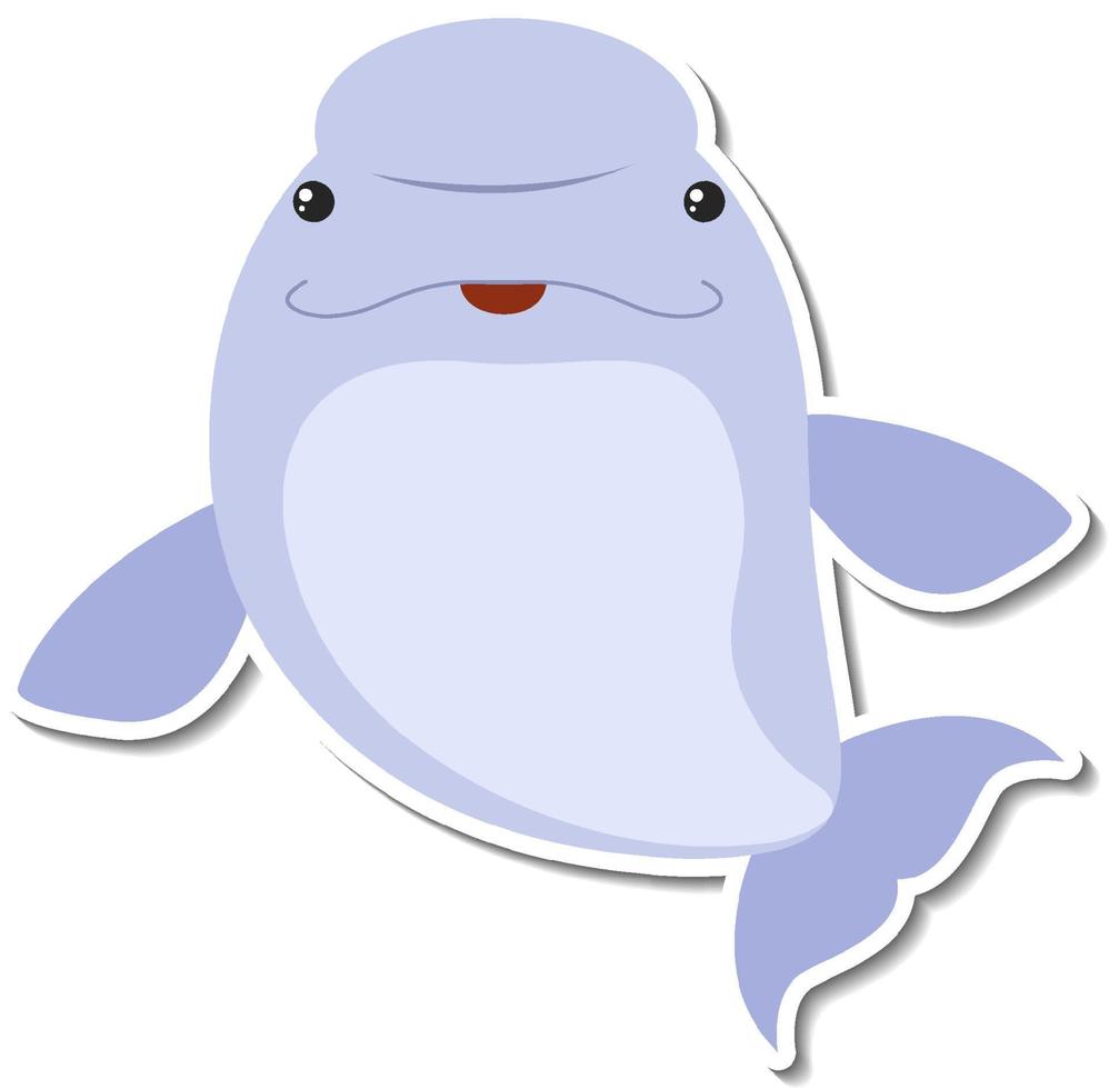 Chubby manatee animal cartoon sticker vector