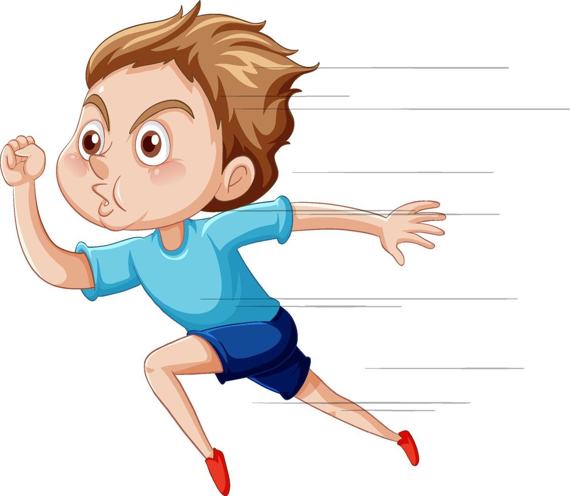 Running boy cartoon character on white background vector