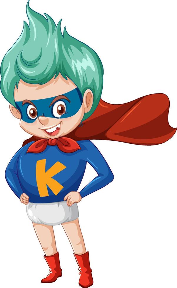 Superboy or superhero cartoon character sticker vector