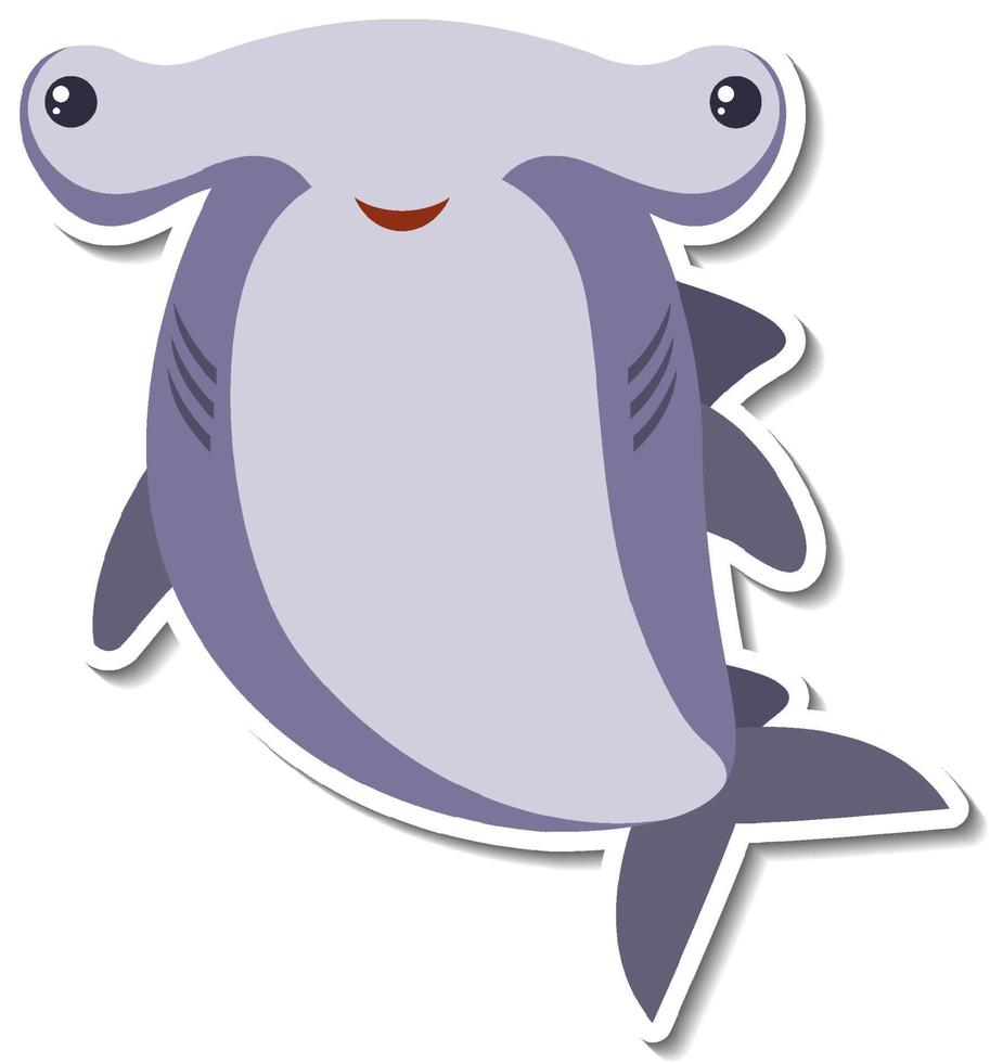 Chubby Hammerhead shark sea animal cartoon sticker vector