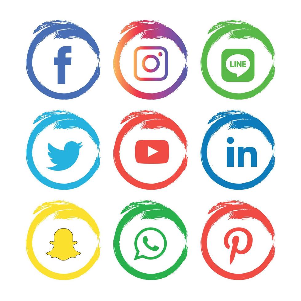 tecnología de iconos planos de redes sociales, red. venta de cara sonriente de grupo de fondo. compartir, me gusta, ilustración vectorial twitter, youtube, whatsapp, snapchat, facebook, instagram, tiktok, tok vector