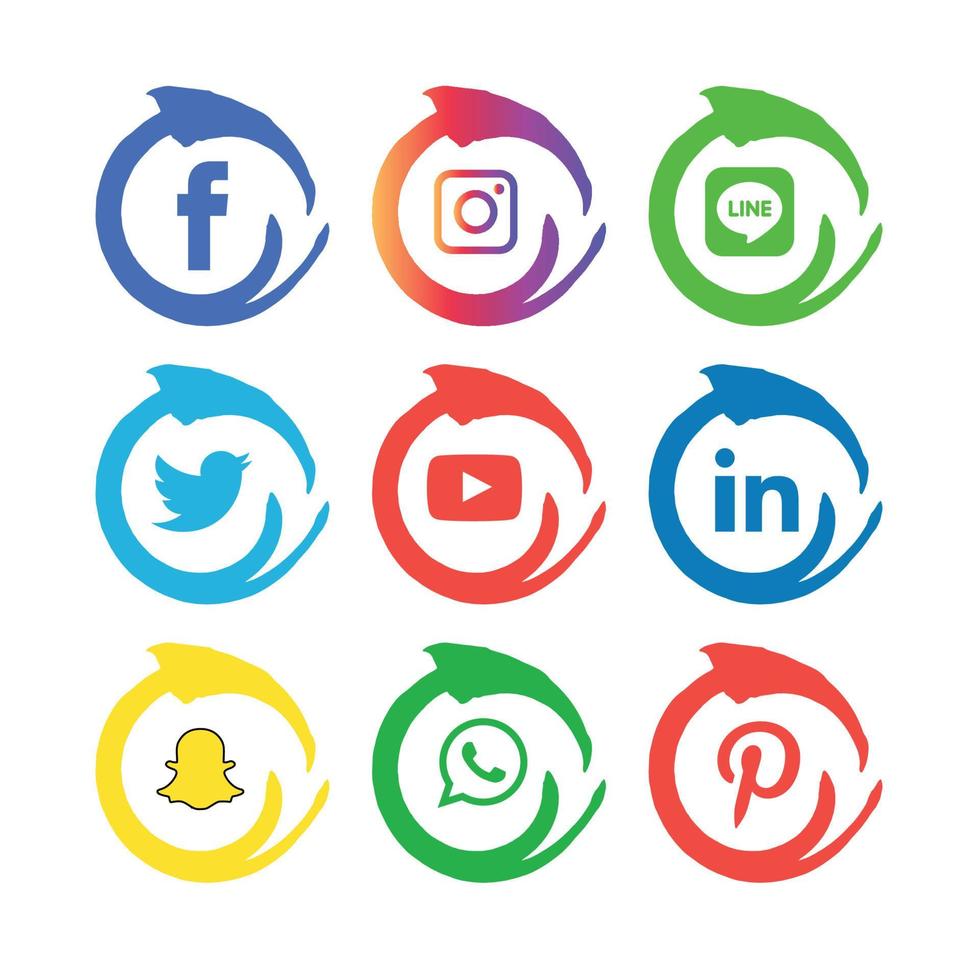 tecnología de iconos planos de redes sociales, red. venta de cara sonriente de grupo de fondo. compartir, me gusta, ilustración vectorial twitter, youtube, whatsapp, snapchat, facebook, instagram, tiktok, tok vector