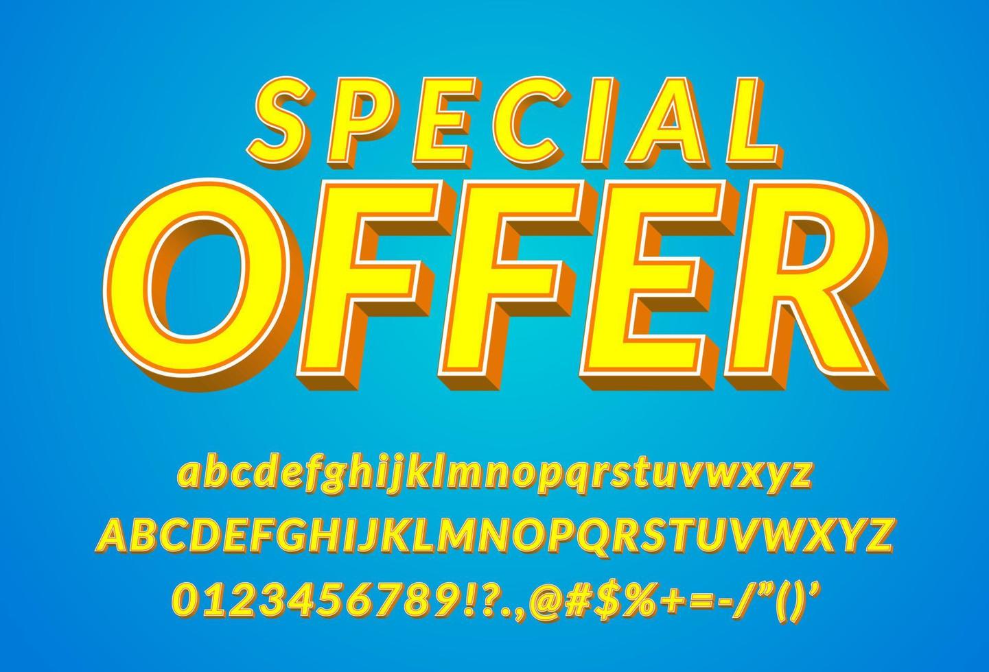 3d alphabet with special offer word template for banner vector