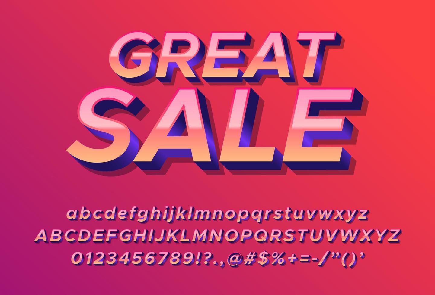 3d alphabet with great sale word template for ads banner vector