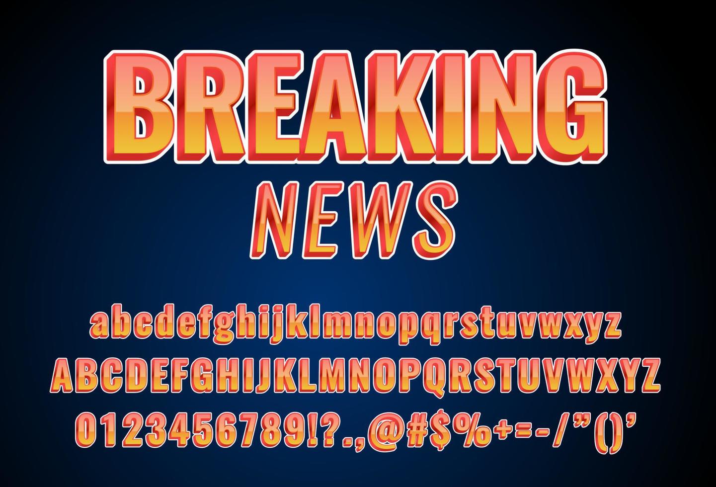 3d alphabet with breaking news word template for television vector