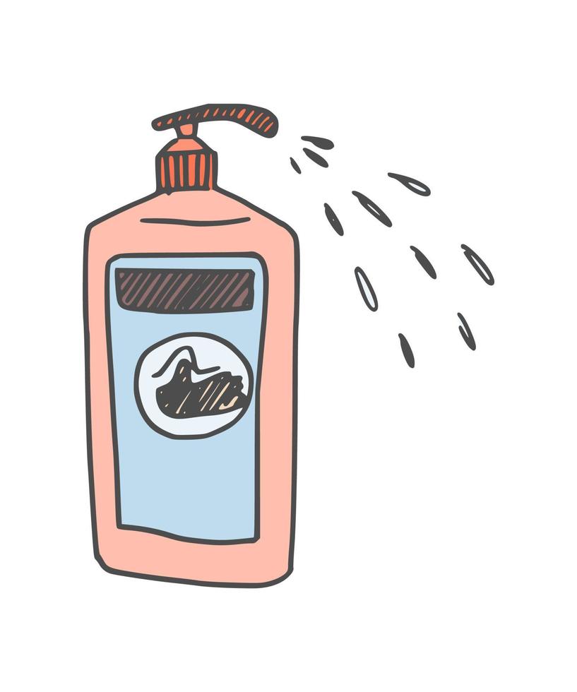 hand sanitizer bottle. vector sketch doodle stock