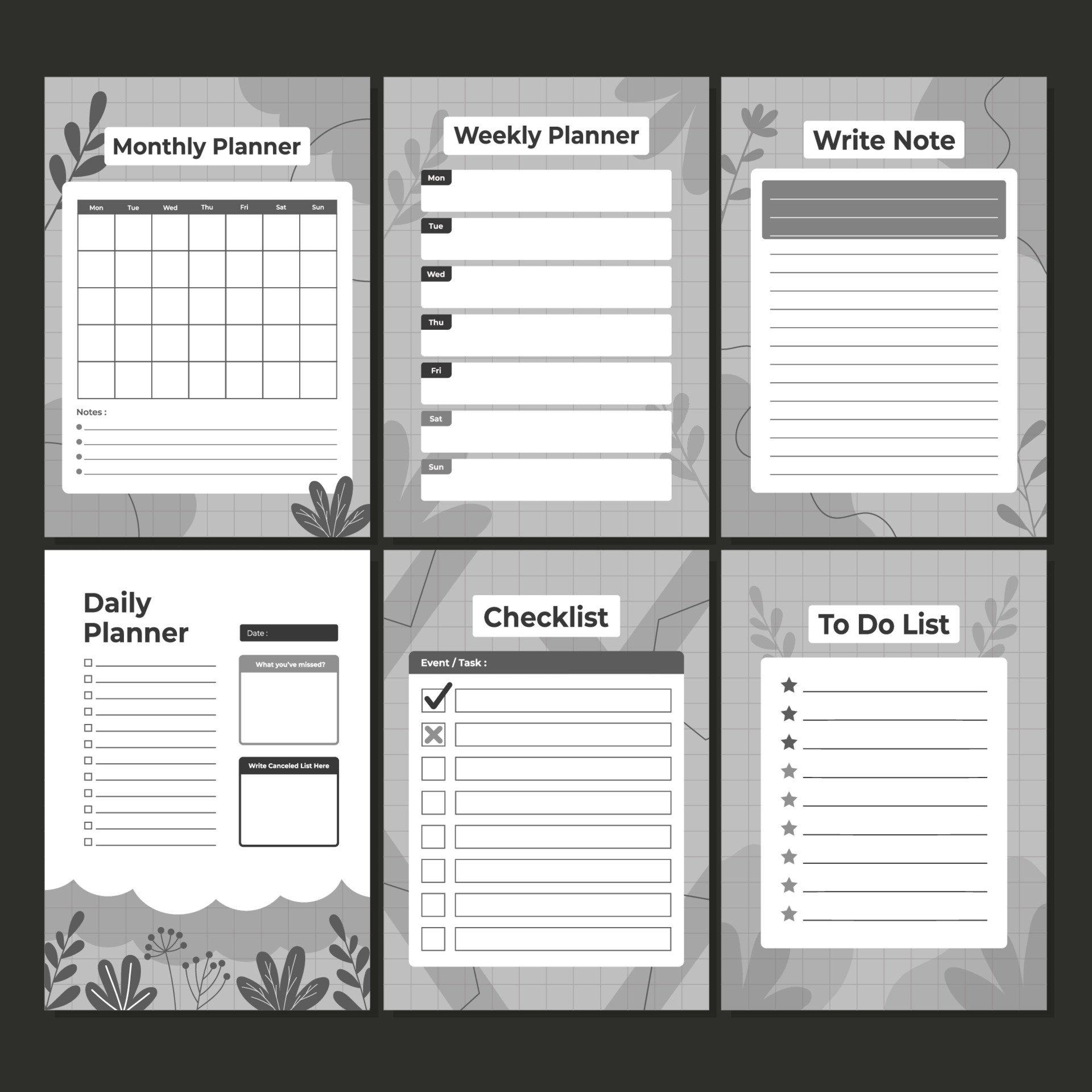 Journal Planner Template with Minimalist Color 4344096 Vector Art at