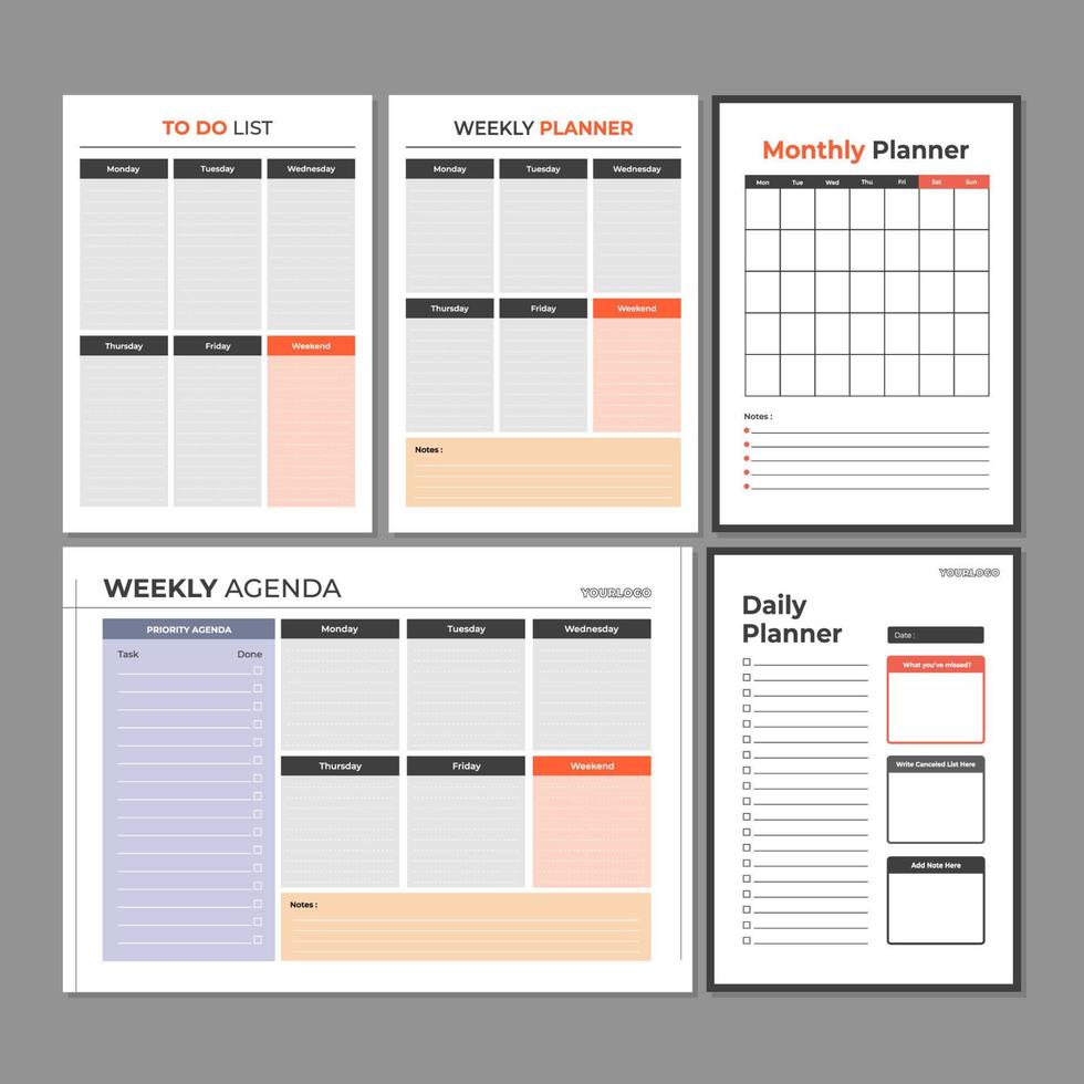 Minimalist Design of Business Journal Planner Template vector