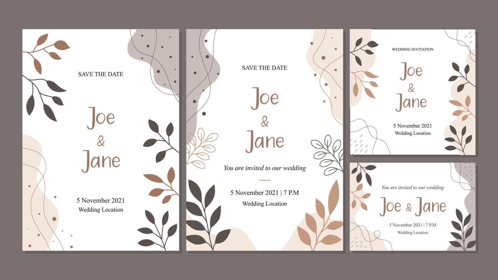 Wedding Invitation in Floral Theme and Earthy Color vector
