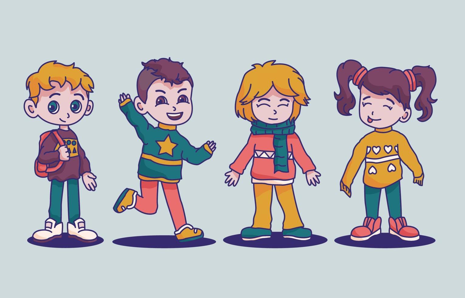 Kids Wearing Ugly Sweaters vector