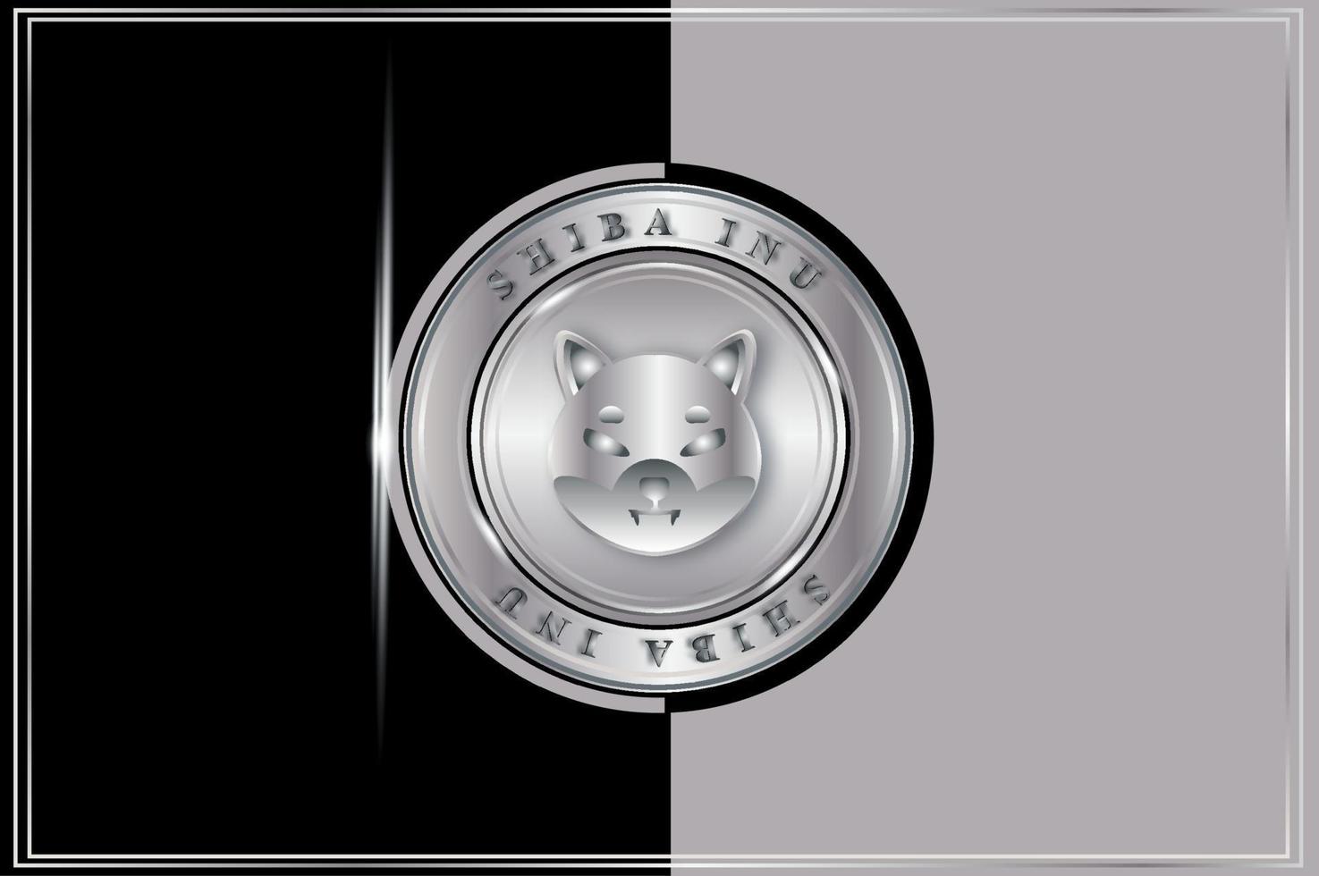 Shiba inu crypto currency with black and silver colour vector