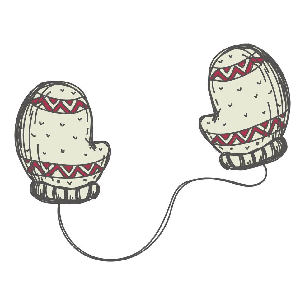winter warm mittens hand drawn vector