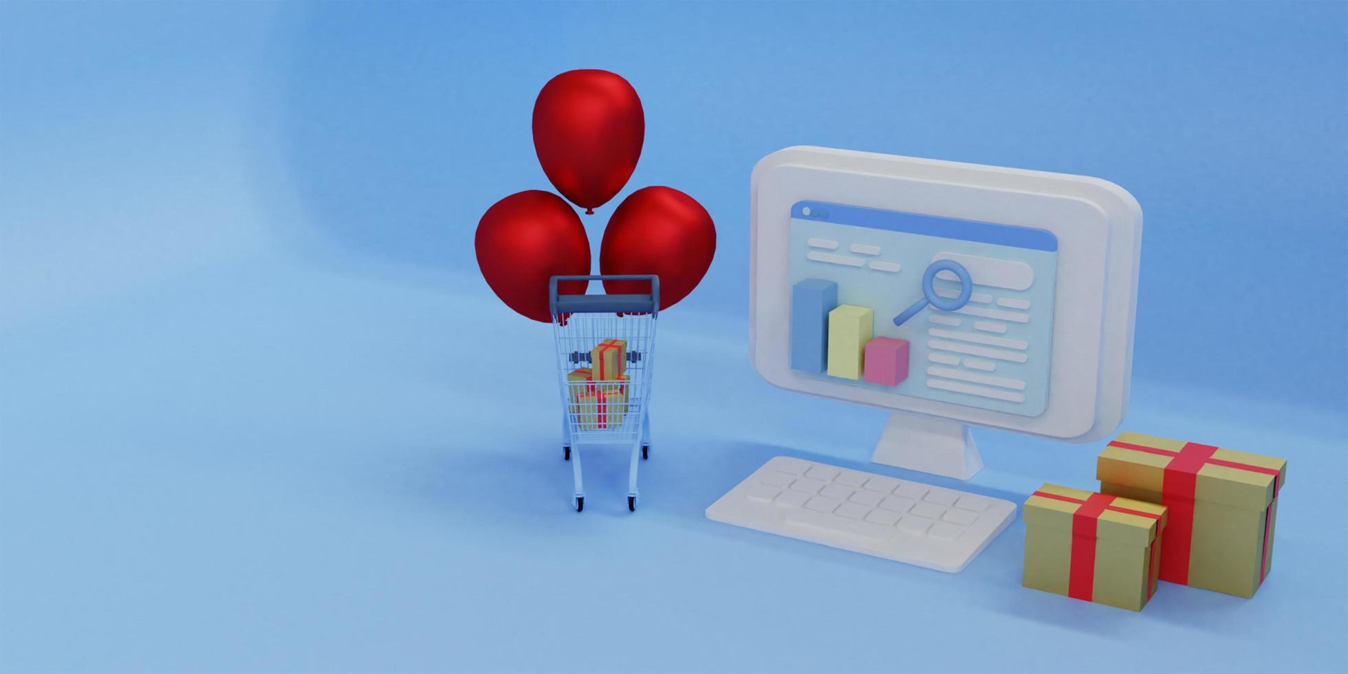 3D render online shop concept photo