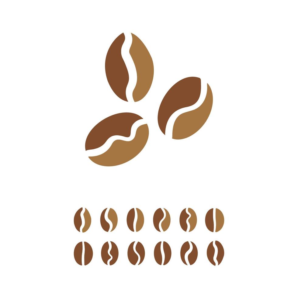 logotipo de icono de granos de café juego de granos de café, logotipo de ilustración de vector de tienda de icono de grano de café, colección de granos de café aislados