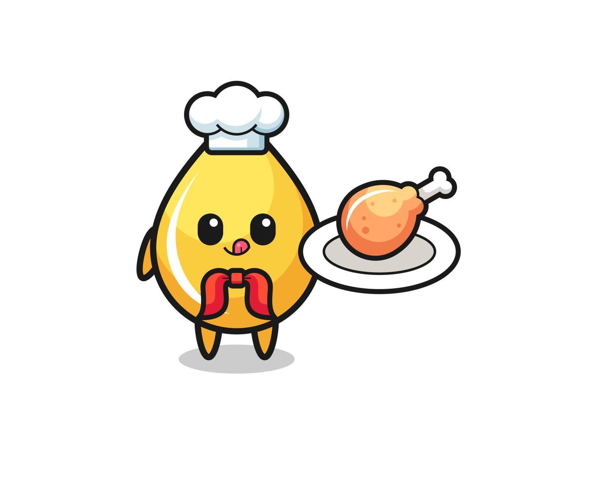 honey drop fried chicken chef cartoon character vector