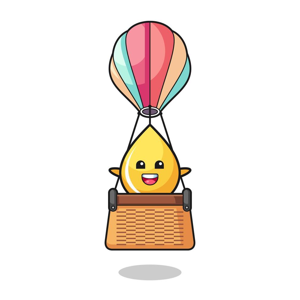 honey drop mascot riding a hot air balloon vector