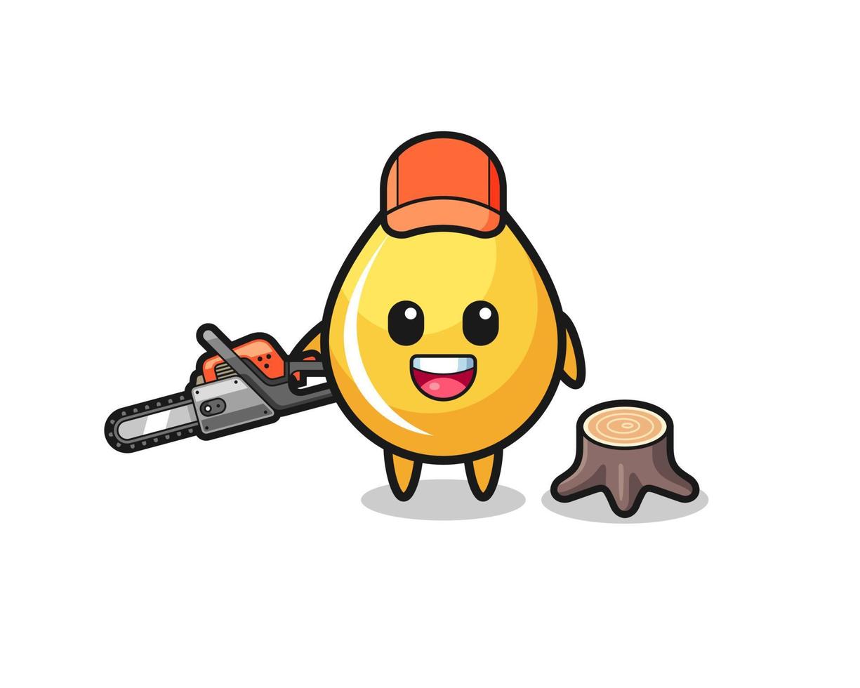 honey drop lumberjack character holding a chainsaw vector