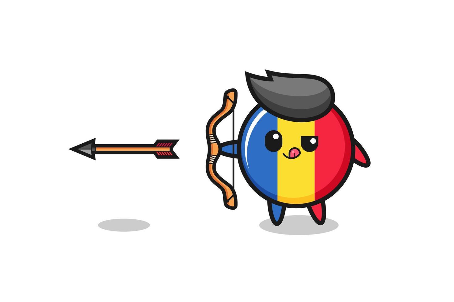 Ilustración del personaje de la bandera de Rumania haciendo tiro con arco vector