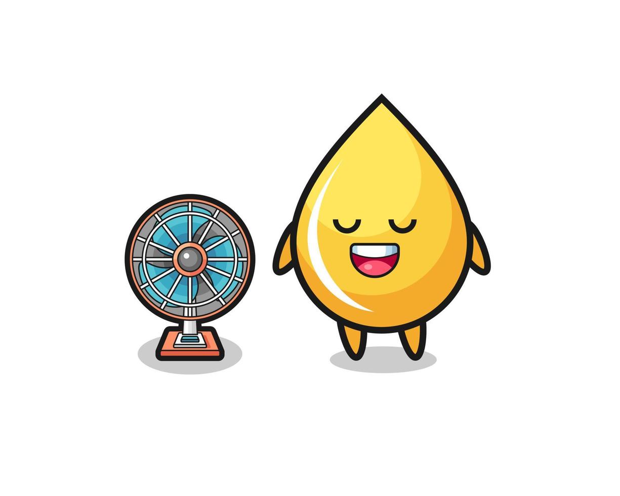 cute honey drop is standing in front of the fan vector