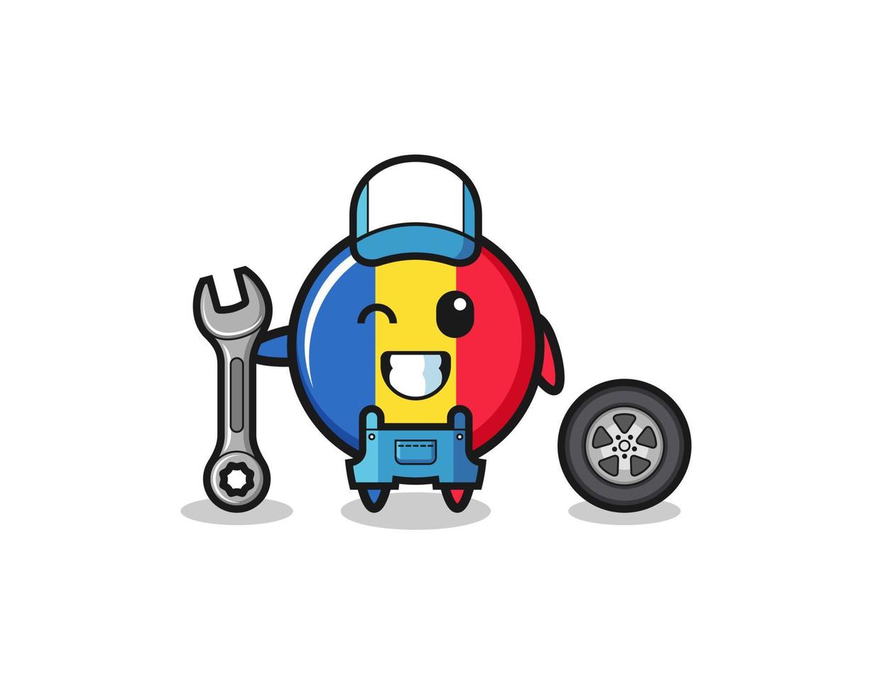 the romania flag character as a mechanic mascot vector