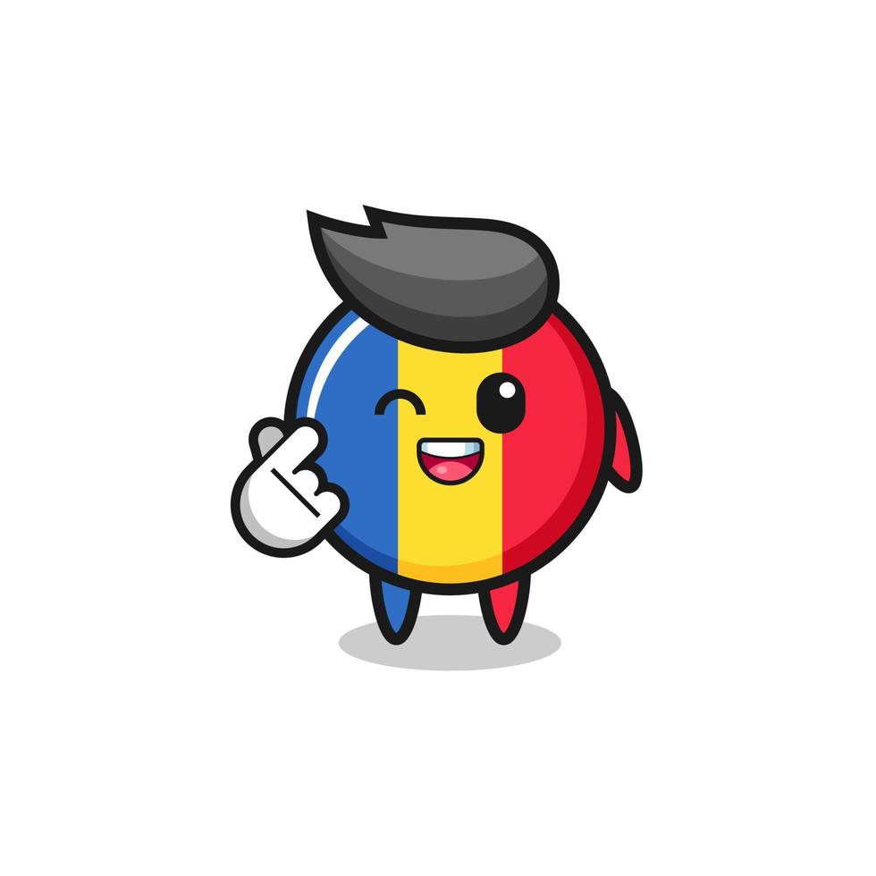 romania flag character doing Korean finger heart vector