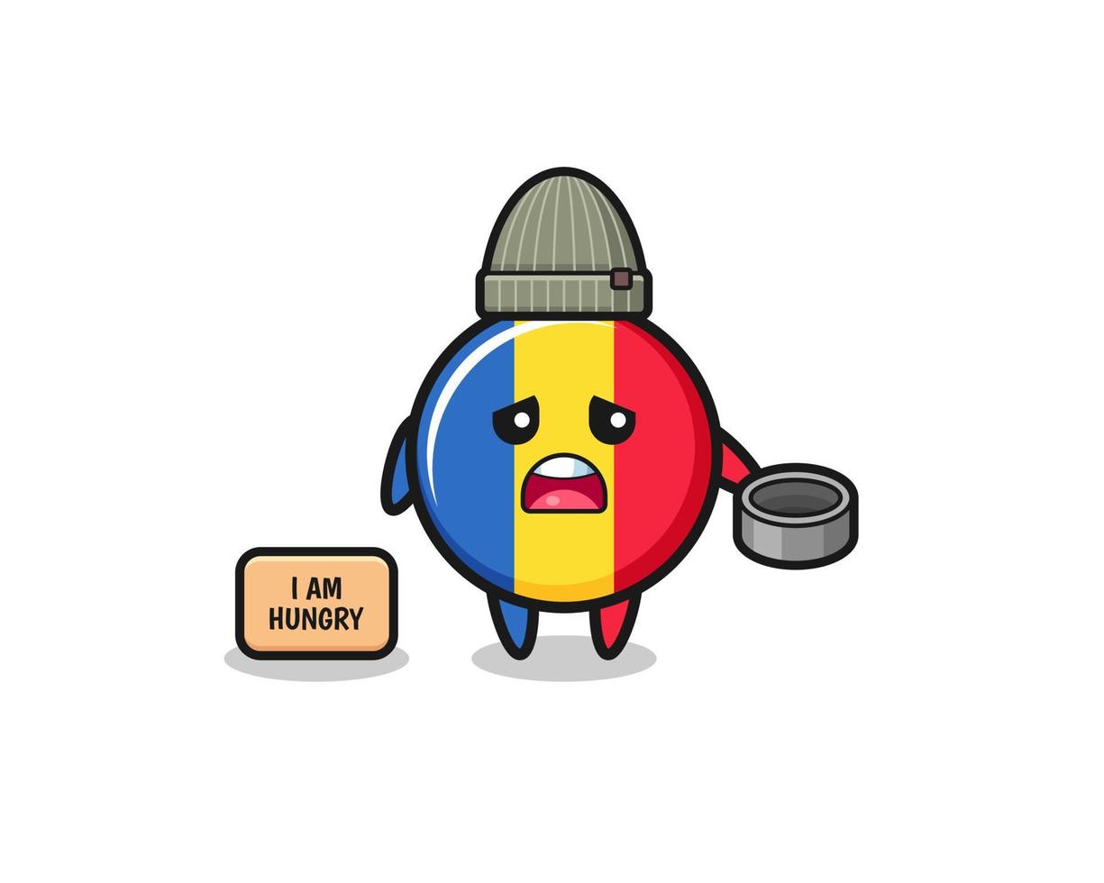 cute romania flag beggar cartoon character vector