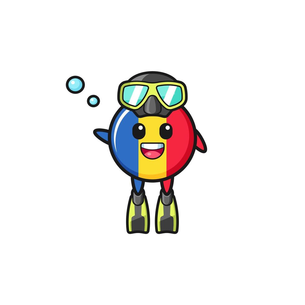 the romania flag diver cartoon character vector
