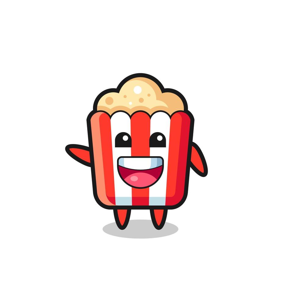 happy popcorn cute mascot character vector