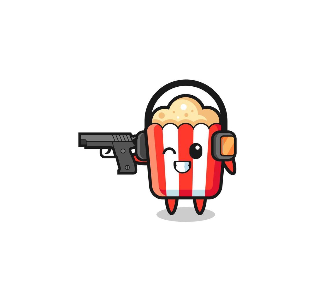 illustration of popcorn cartoon doing shooting range vector