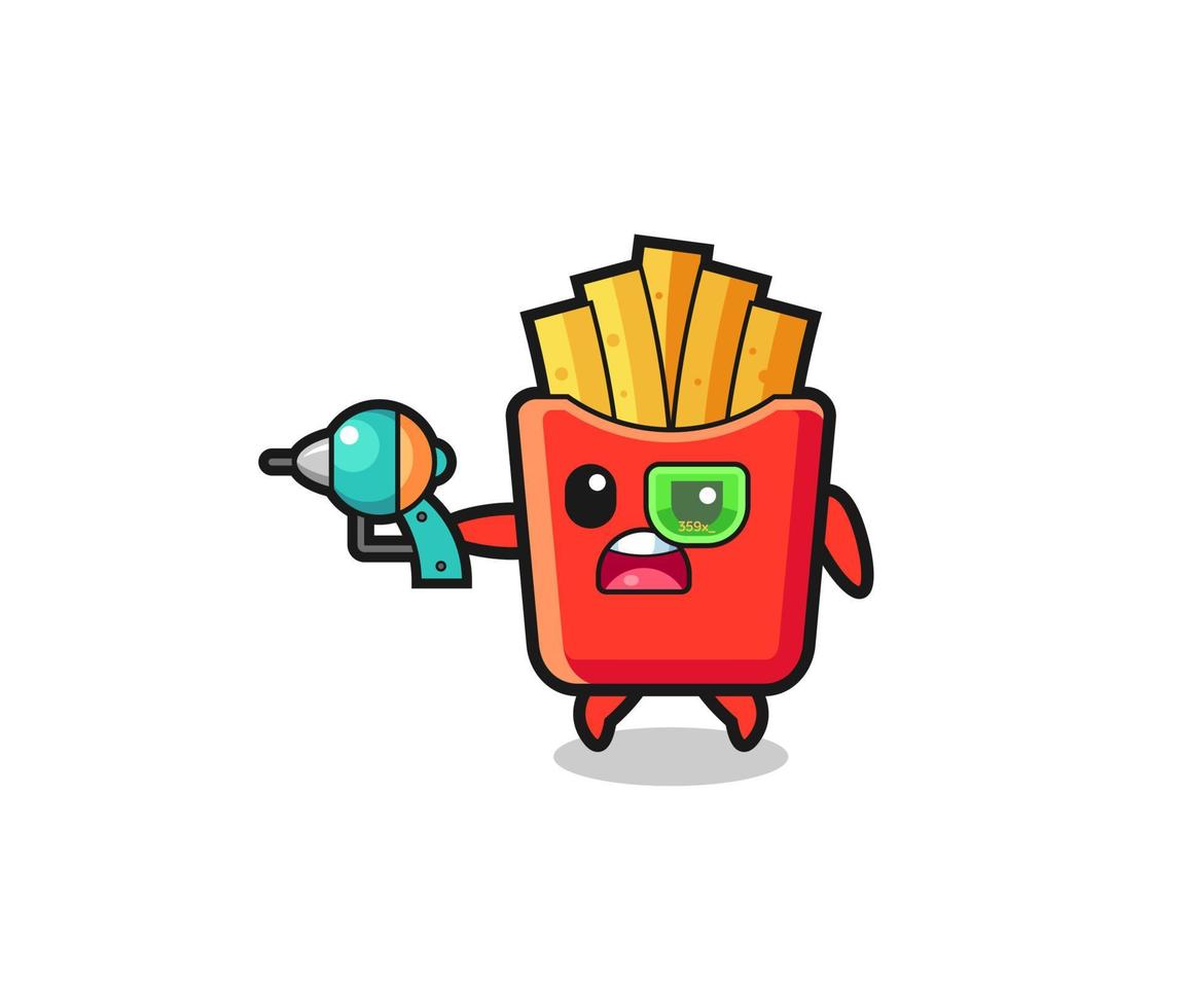 cute french fries holding a future gun vector