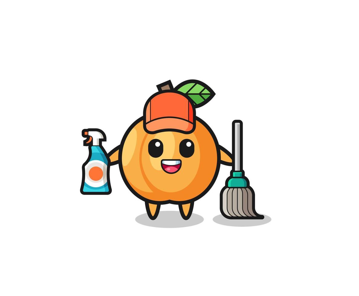 cute apricot character as cleaning services mascot vector